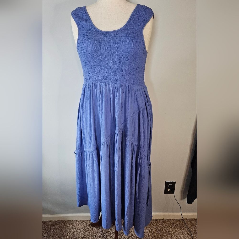 NWT Avenue Smocked Elastic Bodice Tank Midi Dress Size 16